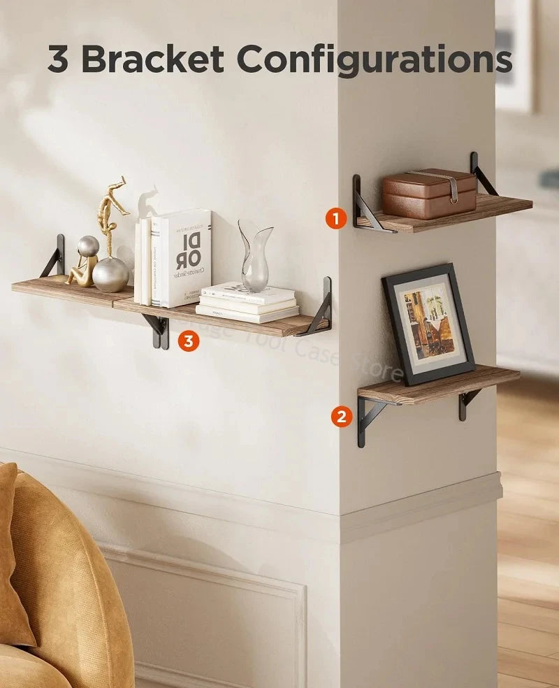 Wooden Floating Shelves Wall Mounted Storage Rack Display