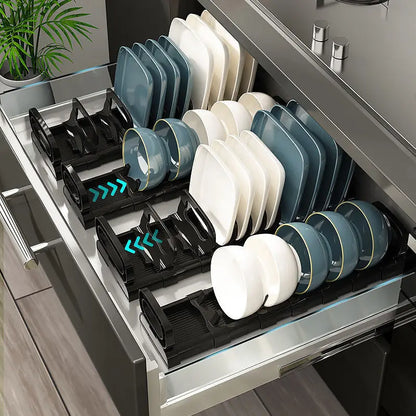 Kitchen Dish Drainer Drawer Bowl Drying Rack Organizer