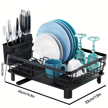 Rust-Proof Dish Drying Rack with Utensil Holder