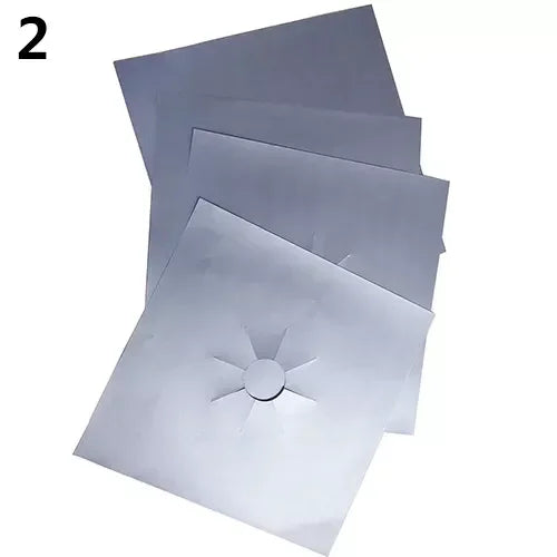 4 Pcs Square Foil Gas Hob Protector Liner Easy Clean Reusable