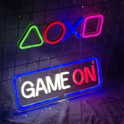 Game on Gamer LED Sign USB Powered Game Player LED Neon Sign