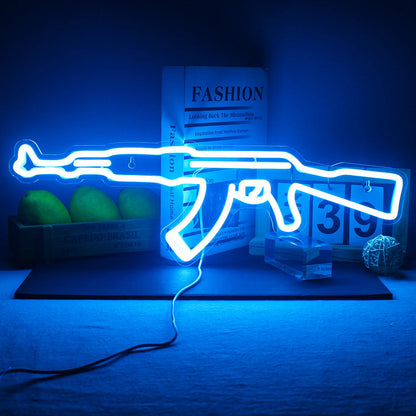 Gun Neon Sign art Neon Light Led AK 47 Cool Hanging Night Light