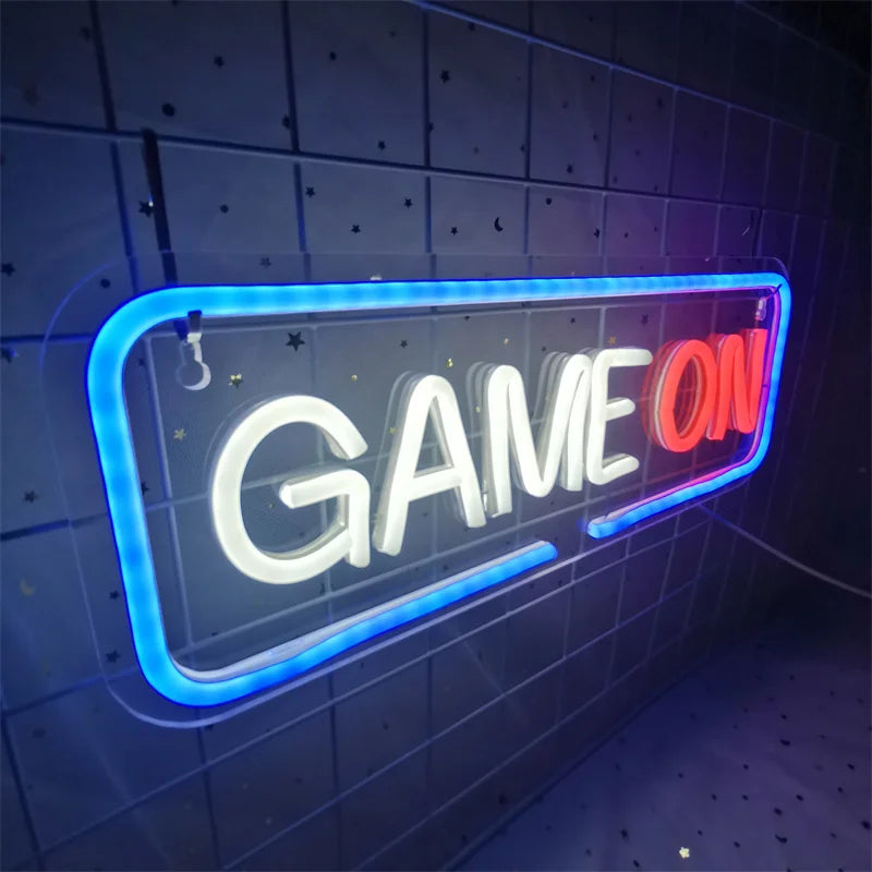 Game on Gamer LED Sign USB Powered Game Player LED Neon Sign