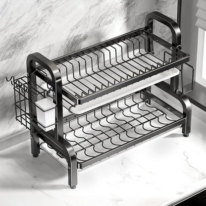 Compact Kitchen Dish Rack Drainboard Set