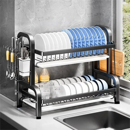 Compact Kitchen Dish Rack Drainboard Set