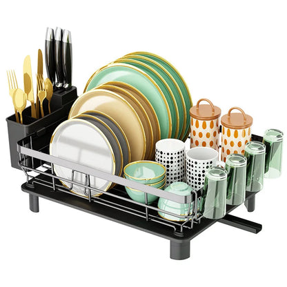 Rust-Proof Dish Drying Rack with Utensil Holder