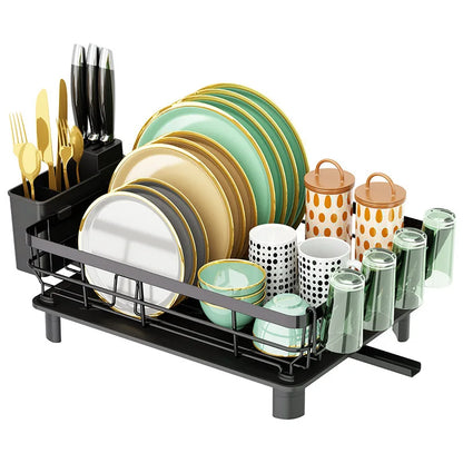 Rust-Proof Dish Drying Rack with Utensil Holder