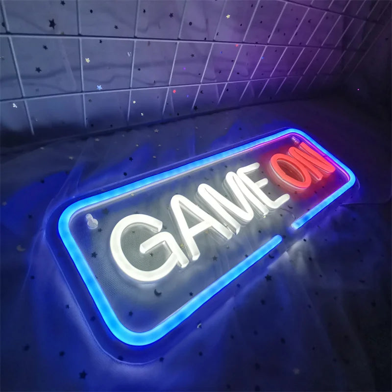 Game on Gamer LED Sign USB Powered Game Player LED Neon Sign