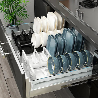 Kitchen Dish Drainer Drawer Bowl Drying Rack Organizer