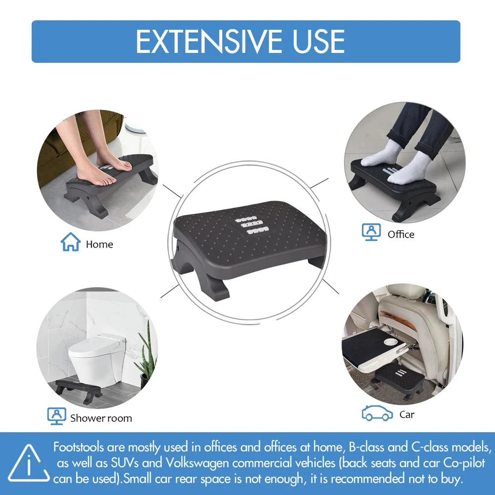 Under Desk Footrest Ergonomic Foot Stool with Massage Rollers