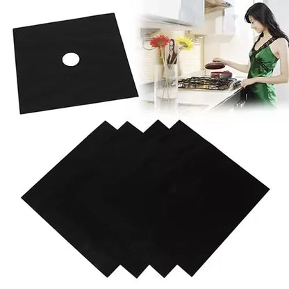 4 Pcs Square Foil Gas Hob Protector Liner Easy Clean Reusable