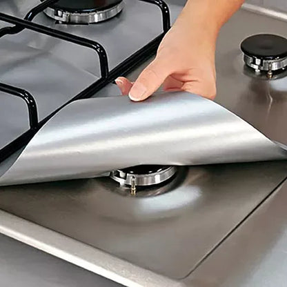 4 Pcs Square Foil Gas Hob Protector Liner Easy Clean Reusable